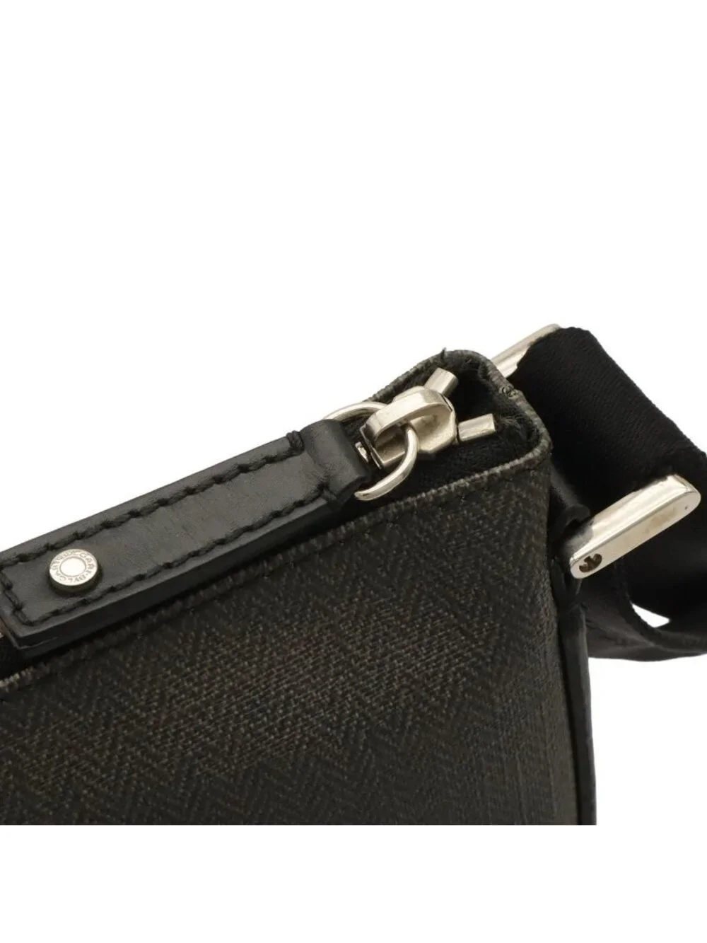 Bvlgari Weekend Shoulder Bag Crossbody Leather Dark Gray Black